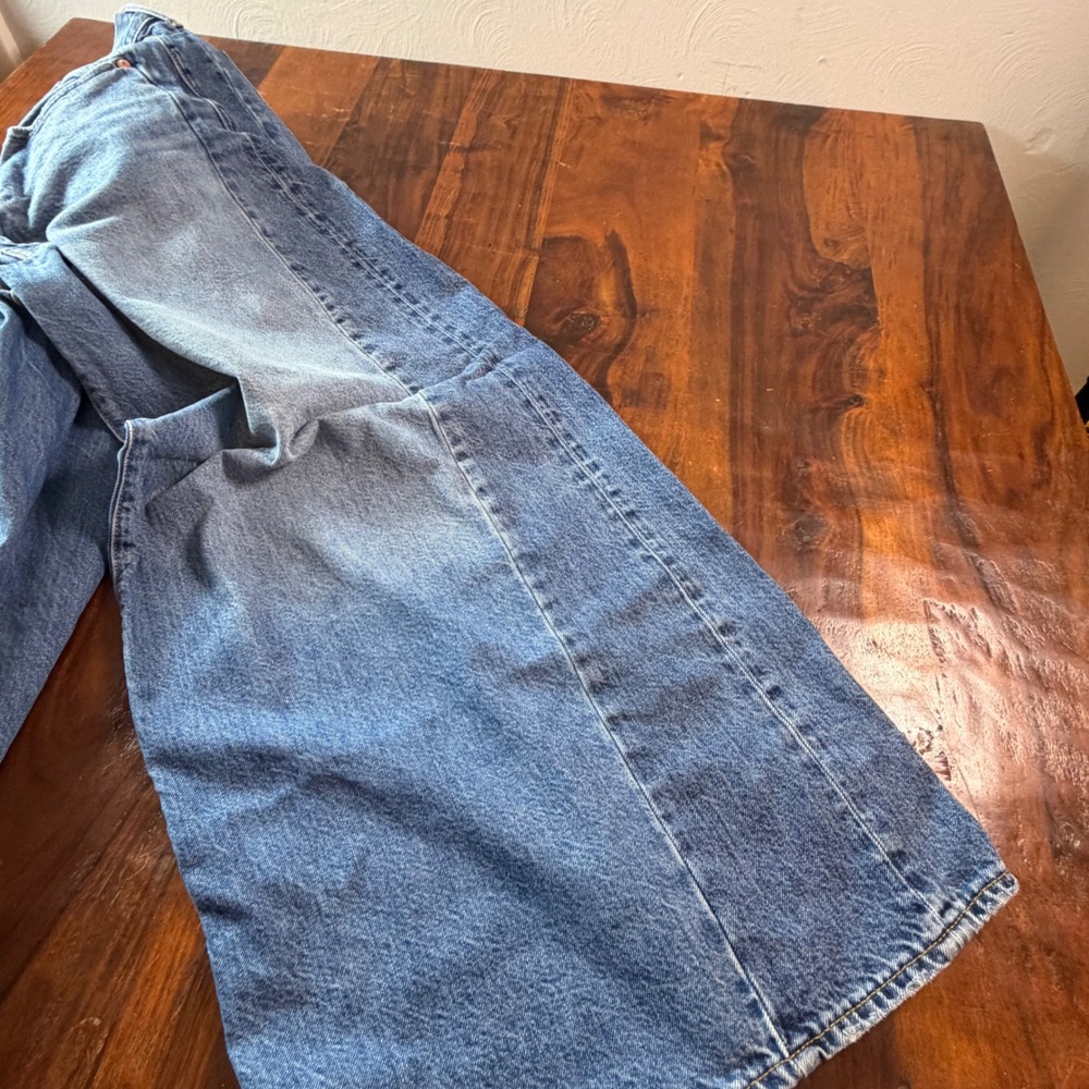 AE77 New York Wide Leg Light Wash Organic Cotton Jeans Size 28 Short - Picture 12 of 14